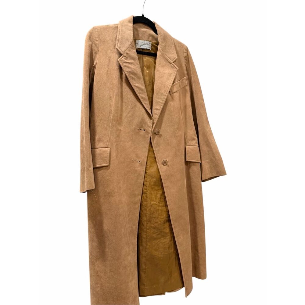 Vintage Davidson's Women Size Small Brown Ultra Suede Long Trench Coat Overcoat